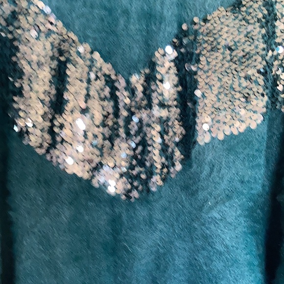 Nine West sequin chevron stripe soft green sweater XXL - Picture 9 of 15